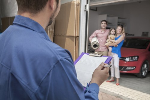 Office relocation planning in Cricklewood with moving boxes and workspace setup